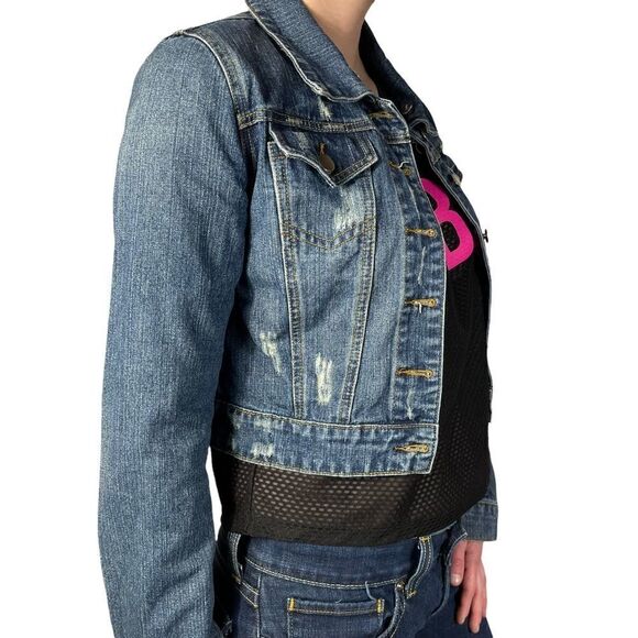 Thread Supply Cropped Distressed Blue Jean Jacket - Picture 6 of 10